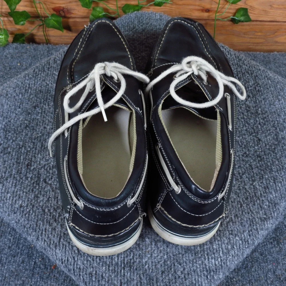 Dexter 61116 Mens Boat Shoe Size 12 Wide Nautical Walking Black Leather Upper